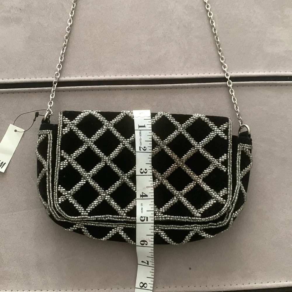 NWT H & M Black Beaded Shoulder Bag - Picture 14 of 17